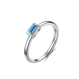 Aquamarine Blue Crystal Dainty Stacking Rings