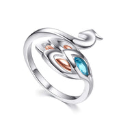 Peacock Ring For Women Or Teen Girls Sterling Silver Adjustable Bands Ring