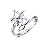 Sterling Silver Cubic Zirconial Lotus Flower Rings