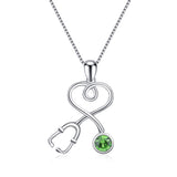 Stethoscope Series Necklace Simulated Birthstone Nurse Pendant Necklace