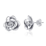 3D Rose Flower Earrings Sterling Silver Jewelry for Women Girl