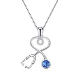 Stethoscope Series Necklace Simulated Birthstone Nurse Pendant Necklace