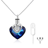 Love Heart URN Necklace Sterling Silver Heart Pendant Necklace with Crystal