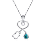 Stethoscope Series Necklace Simulated Birthstone Nurse Pendant Necklace