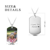 Stainless Steel Personalized Color Photo&Text Necklace Adjustable 16”-20”