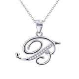 925 Sterling Silver Cubic Zirconia 26 Letters Alphabet Pendant Necklace