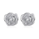 3D Rose Flower Earrings Sterling Silver Jewelry for Women Girl