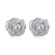 3D Rose Flower Earrings Sterling Silver Jewelry for Women Girl