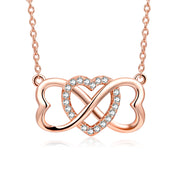 Sterling Silver Infinity Love Heart Necklace Jewelry with Cubic Zircon for Women Mom Wife Lover