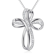 Sterling Silver Infinity Cross Pendant Necklace