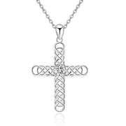 Religious Jewelry 925 Sterling Silver Irish Celtic Knot Cross Pendant Necklace for Women Girls