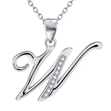 925 Sterling Silver Cubic Zirconia 26 Letters Alphabet Pendant Necklace