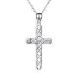 Religious 925 Sterling Silver Irish Celtic Knot Cross Pendant Necklace