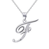 925 Sterling Silver Cubic Zirconia 26 Letters Alphabet Pendant Necklace