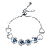 Endless Love Hearts Bracelet Sterling Silver Adjustable Bracelet