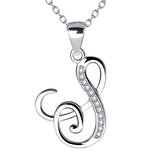 925 Sterling Silver Cubic Zirconia 26 Letters Alphabet Pendant Necklace