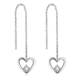 Threader Earrings Sterling Silver Leaf Heart Daisy Flower Teardrop Dangle Drop Pull Through Stud Earrings for Women Girls