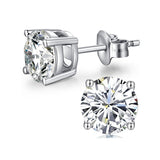 Sterling Silver Stud Earrings with Crystal 6-7mm Hypoallergenic Earrings