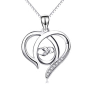 Mother and Child Hands Eternal Open Love Heart Sterling Silver Pendant Necklace, 18"