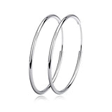 Hoop Earrings Sterling Silver  Circle Endless Earrings Diameter 20,30,40,50,60mm