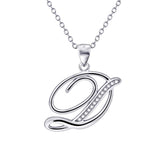 925 Sterling Silver Cubic Zirconia 26 Letters Alphabet Pendant Necklace