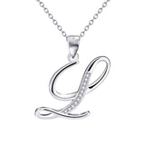 925 Sterling Silver Cubic Zirconia 26 Letters Alphabet Pendant Necklace