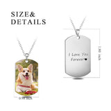 Stainless Steel Personalized Color Photo&Text Necklace Adjustable 16”-20”