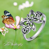 Sterling Sliver Butterfly Ring Celtic Skull Jewelry Gifts for Women