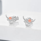 Highland Cow Stud Earrings 925 Sterling Silver Jewelry