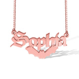 Personalized Gothic Bat Name Necklace Copper/925 Sterling Silver Personalized Adjustable 18”-20”