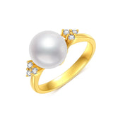 9ct Gold 8.5mm Freshwater Pearl Rings for Women