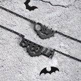 Personalized Gothic Bat Name Necklace Copper/925 Sterling Silver Personalized Adjustable 18”-20”