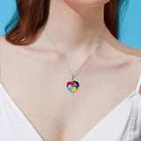 Autism Awareness Necklace Sterling Silver Heart Photo Locket Necklace