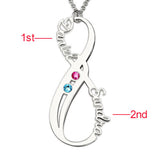 Double Names 925 Sterling Silver Personalized Birthstone Infinity Name Necklace Adjustable Chain 16"-20"