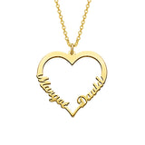 Copper/925 Sterling Silver Personalized Classic Heart  Name Necklace with Two Names-Adjustable 16”-20”