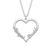 Copper/925 Sterling Silver Personalized Classic Heart  Name Necklace with Two Names-Adjustable 16”-20”