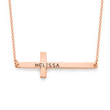 Copper/925 Sterling Silver Personalized Simple Cross Name Necklace- Adjustable 18”-20”