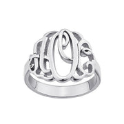 Copper/925 Sterling Silver Personalized Script Style Thick Monogram Ring