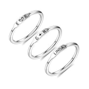 Copper/925 Sterling Silver Personalized Engraved Bar Rings