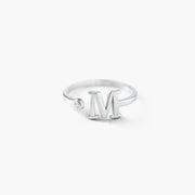 Copper/925 Sterling Silver Personalized Tiny Initial Ring