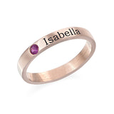 Copper/925 Sterling Silver Personalized Birthstone Engraved Ring