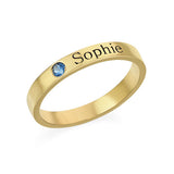 Copper/925 Sterling Silver Personalized Birthstone Engraved Ring