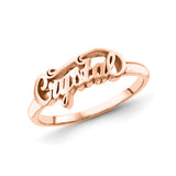 "Crystal"-Copper/925 Sterling Silver Personalized Script Letters Name Ring