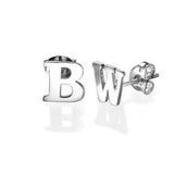 925 Sterling Silver Personalized Initial Stud Earrings