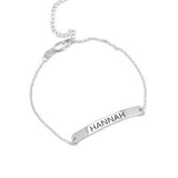 Loving You-925 Sterling Silver Personalized Bar Engraved Anklet Adjustable 8.5”-10”