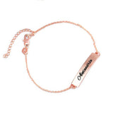 Copper/925 Sterling Silver Personalized Name Bar Anklet Length Adjustable 8.5”-10”