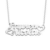 ❤Lauren Nicolas❤ - 925 Sterling Silver Personalized Double Name Necklace with Cut Out Heart Adjustable 16”-20”