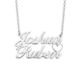 10K/14K Gold Personalized Double Names Necklace with A Cut Out Heart Adjustable 16”-20”