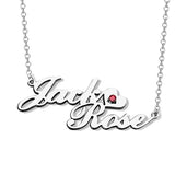 Jack❤Rose925 Sterling Silver Personalized Double Name Necklace With Birthstone Heart Adjustable 16”-20”