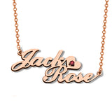 Jack❤Rose925 Sterling Silver Personalized Double Name Necklace With Birthstone Heart Adjustable 16”-20”